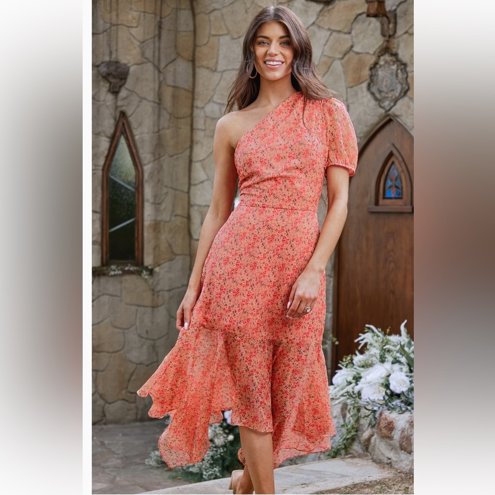 Cupshe floral one shoulder dress